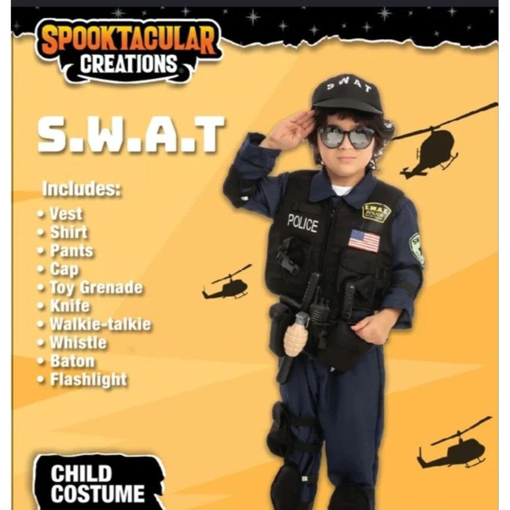 S.W.A.T. Police Costume CHILD SMALL Halloween Spooktacular Creations NIP